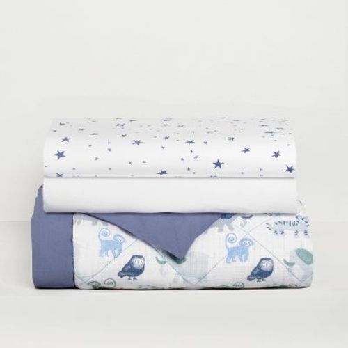 aden + anais Essentials Bedding Set - Time to Dream - 3pk: Cotton, Standard Crib, Lightweight Fabric, 200 Thread Count