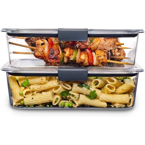 Rubbermaid Brilliance BPA-Free Food Storage Containers with Lids, Airtight Clear Set of 2 (9.6 Cup)
