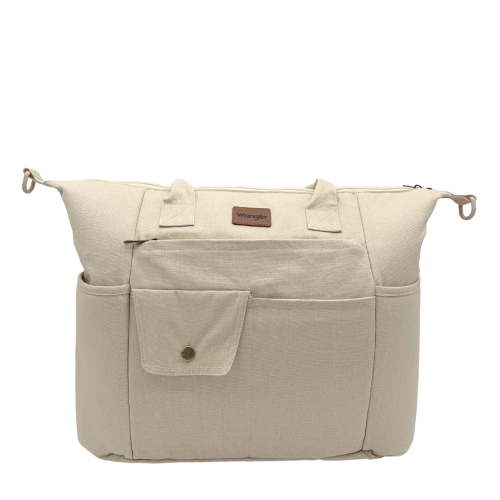 Wrangler Baby Diaper Tote Bag Canvas Multi-functional with Insulated Pockets, Silver Lining
