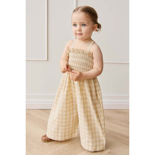Organic Cotton Arabella Jumpsuit - Gingham Pale Khaki – Jamie Kay USA