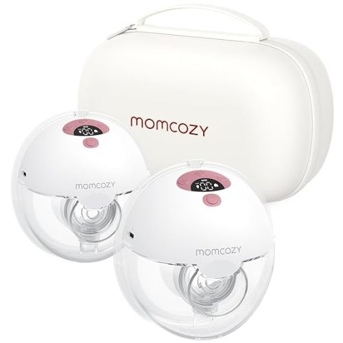 Momcozy Breast Pump Hands Free M5, Wearable Breast Pump of Baby Mouth Double-Sealed Flange with 3 Modes & 9 Levels, Electric Breast Pump Portable - 24mm, 2 Pack Cozy Red - 2 Count