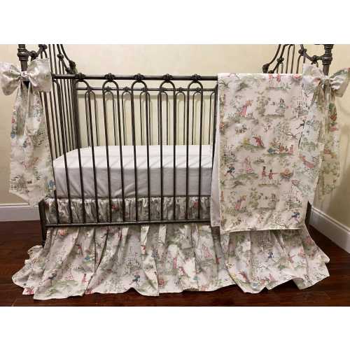 Nursery Rhyme Toile Crib Bedding, Baby Boy, Baby Girl Crib Bedding, Neutral Baby Bedding, Toile Crib Skirt, Blanket, Nursery Bows