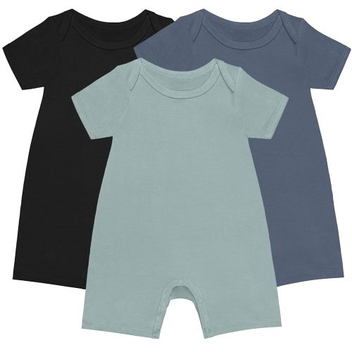 GUISBY Rayon Baby Pajamas, Short Sleeve Footless Rompers, Snap Closure Sleeper for Boy Girls