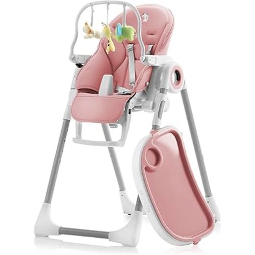 Sweety Fox Baby High Chair Adjustable to 7 Different Heights - Pink Baby Chair - Silla para Comer de Bebe - Foldable High Chairs for Babies and Toddlers