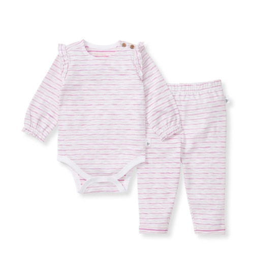 Slub Stripe Baby Girl Bodysuit Set