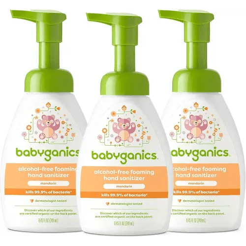 Babyganics Alcohol-Free Foaming Hand Sanitizer, Pump Bottle, Mandarin, 8.45 oz, 3 Pack