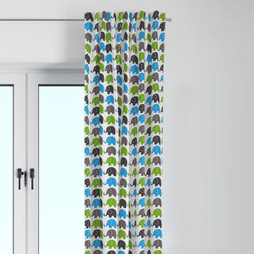 Bacati - Elephants Aqua/Lime/Grey Curtain Panel
