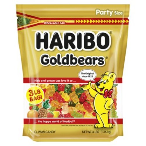 HARIBO Goldbears Gummies Original Assorted Fruit Flavor Gummy Candy, 3lb, Party Size Bag