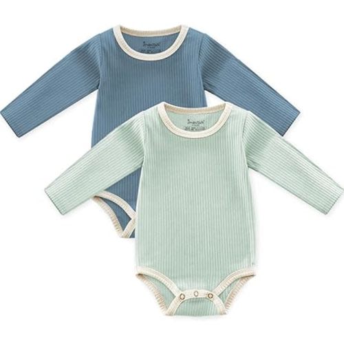 Jimonda Baby Bodysuit, 100% Organic Cotton Infant Long Sleeve Romper Gender Neutral Baby Clothes