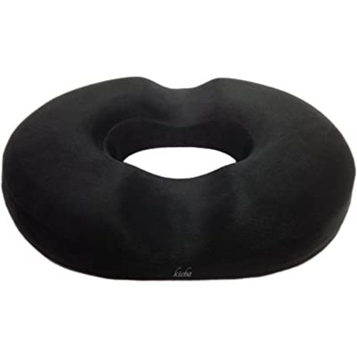 Kieba Hemorrhoid Treatment Donut Tailbone Cushion, Prostate Pillow, Pregnancy, Post Natal, Bed Sores, Coccyx, Sciatica, 18 Inches. Ultra Premium Comfort Foam (Black)