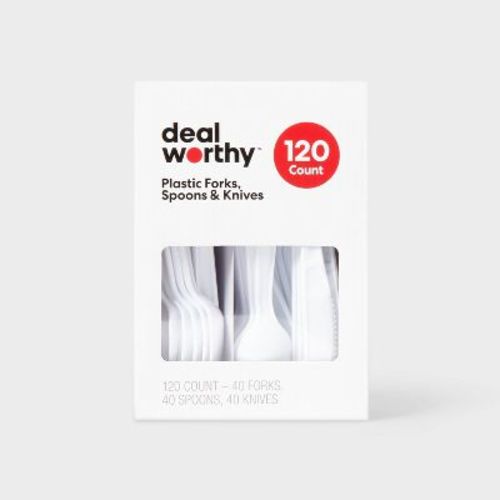 Plastic Forks, Spoons and Knives - 120ct - Dealworthy™: Disposable Flatware Sets