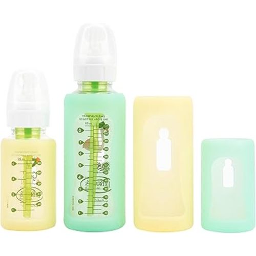 4PCS Silicone Baby Bottle Sleeves for Dr. Brown Bottles 4oz 8oz, Silicone Bottle Covers Replacement for Dr. Brown Glass Bottles, Narrow Sleeve with a Cutout, Dishwasher/Freezer/Microwave Safe