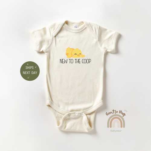 New To The Coop Farm Baby Bodysuit, Farm Animal Baby Bodysuit, Funny Baby Bodysuit, Cute Chick Bodysuit, Baby Shower, Little Farmer Bodysuit