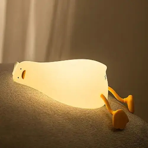 Cute Rubber Duck Night Light for Kids,Squishy Silicone Rechargeable Lamp