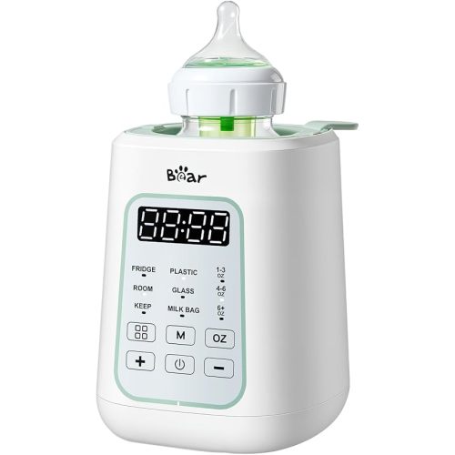 Bear Baby Bottle Warmer, Milk Warmer Breastmilk Bag Formula Fast Warming for New Born Baby Bottles, with Time Temp Control Automatic Shut Off at Home Use