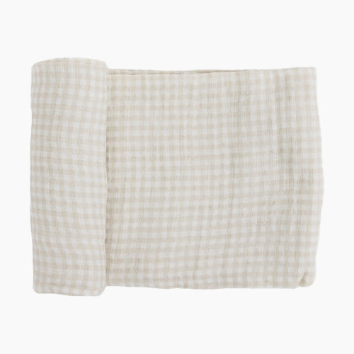 Little Unicorn Cotton Muslin Swaddle Blanket - Tan Gingham