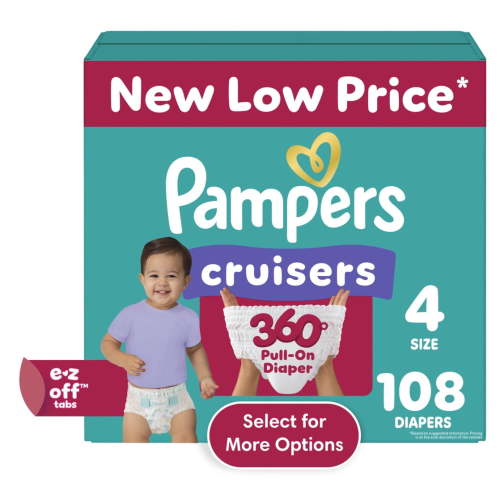 Pampers Cruisers 360 Baby Diapers Size 4, 108 Count (Select for More Options)