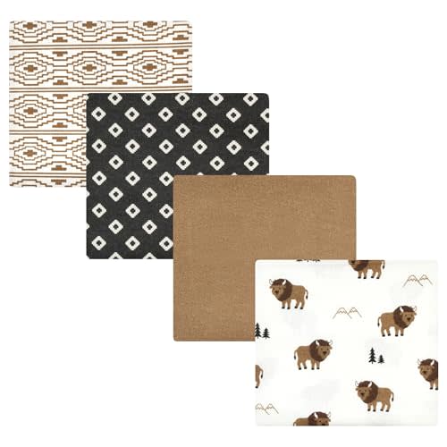 Hudson Baby Unisex Baby Cotton Flannel Receiving Blankets, Wild Buffalo, One Size