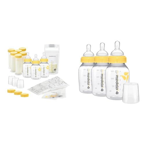 Medela Breastfeeding Gift Set, Breast Milk Storage System; Bottles, Nipples & Breast Milk Storage Bottles, 3 Pack of 5 Ounce Breastfeeding Bottles
