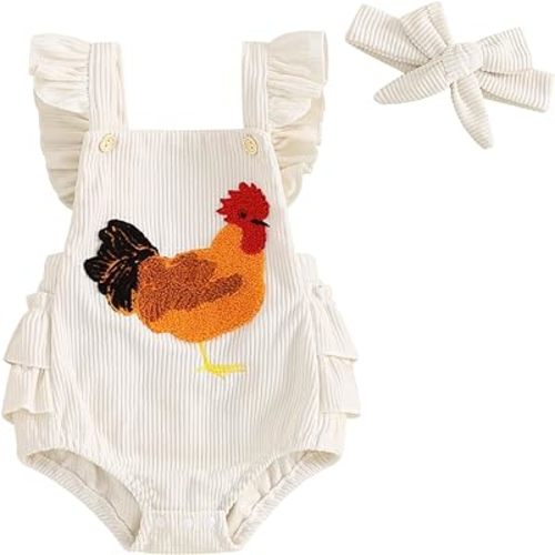 Tsnbre Newborn Baby Boy Girl Summer Outfits Corduroy Romper Farm Chicken Baby Overalls 0 3 6 9 12 Months Infant Clothes