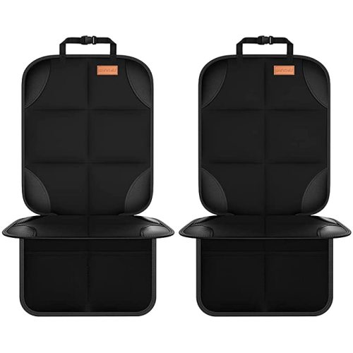 Car Seat Protector, Smart eLf 2Pack Seat Protector Protect Child Seats with Thickest Padding and Non-Slip Backing Mesh Pockets for Baby and Pet