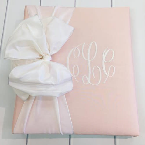Jan Sevadjian Monogram Baby Girl Photo Book Medium | Double Bow | Del Ray Monograms