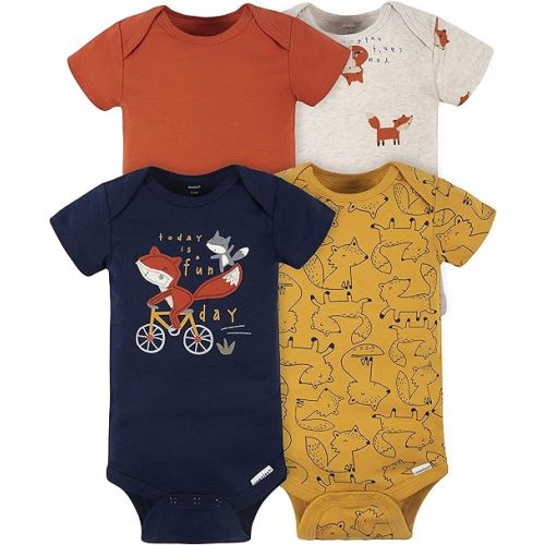 Gerber Baby Boys' 4-Pack Short Sleeve Onesies Bodysuits