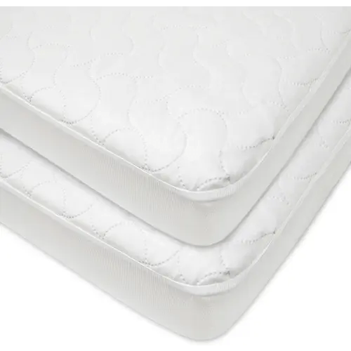 American Baby Company Waterproof Fitted Quilted Crib and Toddler Protective Pad Cover, White (Pack of 2), for Boys and Girls