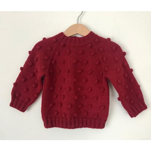 Knit Kids Sweater | Wool Kids Sweater | Red Popcorn Sweater | Merino Wool Sweater | Hand Knit Sweater | Wool Knit Sweater |Knit Baby Sweater