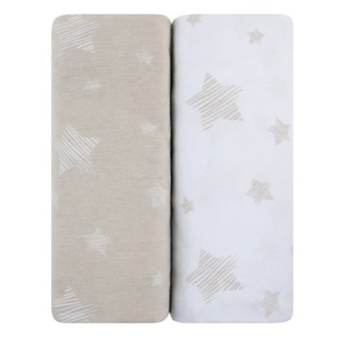 Ely's & Co. Baby Fitted Sheet 100% Combed Jersey Cotton Tan Drawn Star