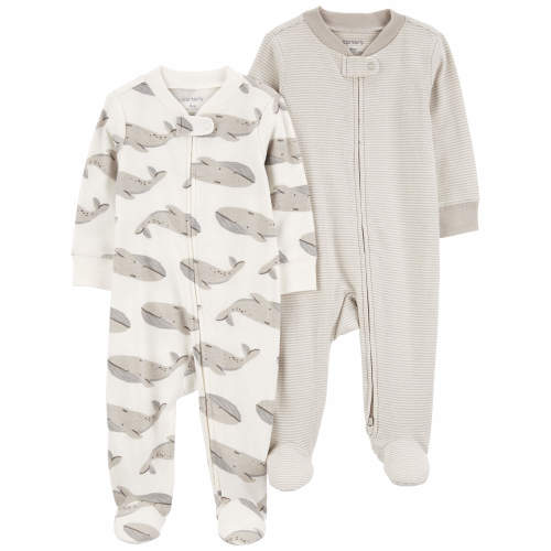 Baby 2-Pack 2-Way Zip Sleep & Plays - 3M - Style,Grey