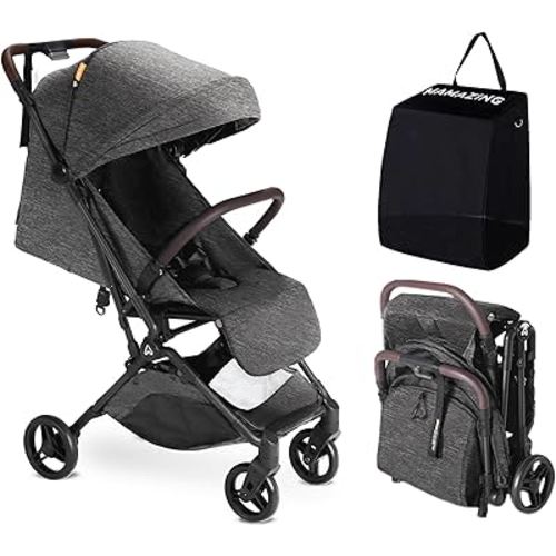 Lightweight Baby Stroller, Mom’s Choice Gold Award Winner, Ultra Compact & Airplane-Friendly Travel Stroller, One-Handed Folding Stroller for Toddler, Only 11.5 lbs, Black