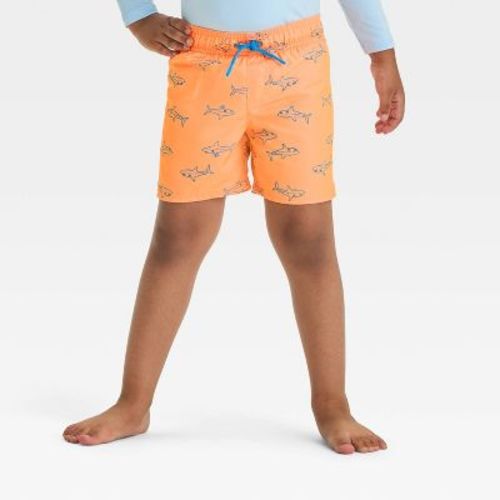 Baby Boys' Water Reactive Shark Swim Shorts - Cat & Jack™ Orange 18M
