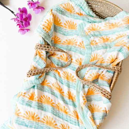 Sun + Wave 6-Layer Bamboo Blanket | Ocean Nursery Decor – Coca + B.
