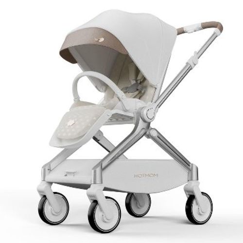 Hot Mom Deluxe Ultra-light Baby Stroller With Intelligent Reversing Seat & Anti-shock Tires – Versatile Travel System For Newborns To Toddlers - Brown