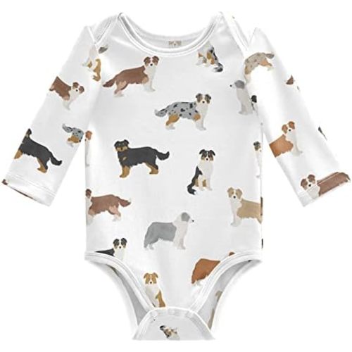 vvfelixl Baby Bodysuits Black Pug White Long Sleeve Cotton Baby Clothes For Boys Girls 0-24 Months