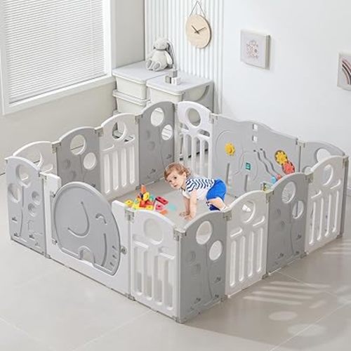 Baby Playpen,for Kids and Toddlers,Kids Activity Centre Safety Play Yard,Safety Gates for Indoor&Outdoor,Sturdy Baby Fence Area,Portable, Educational, and Safe Play Yard 14 Panels, White