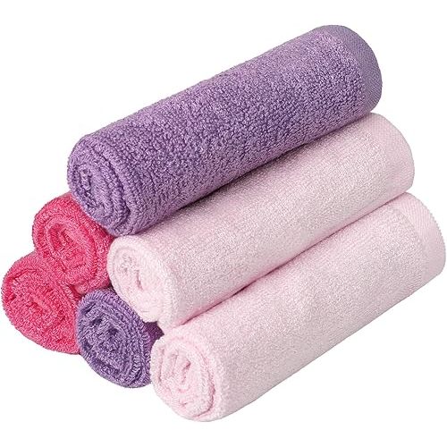Lot de 6 débarbouillettes pour bébé fille en vrac pour nouveau-né, serviettes de bain extra douces pour tout-petits, chiffons absorbants pour le corps, 70 % rayonne dérivée du bambou, 30 % coton, 25,4