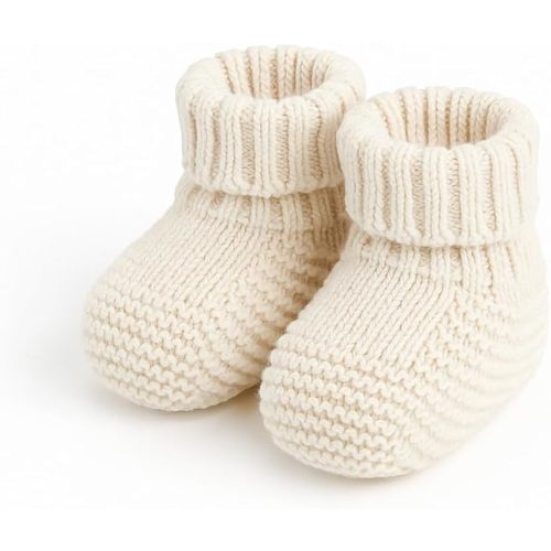 Kitikate Organic Knit Baby Booties – 100% Cotton Yarn, Soft & Comfortable Unisex Baby Socks