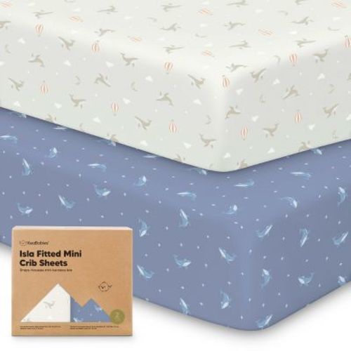 KeaBabies 2-Pack Isla Mini Crib Sheets, Pack and Play Sheets Fitted, Pack N Play Sheets, Fitted Crib Sheet (Nibbles/Bruce)