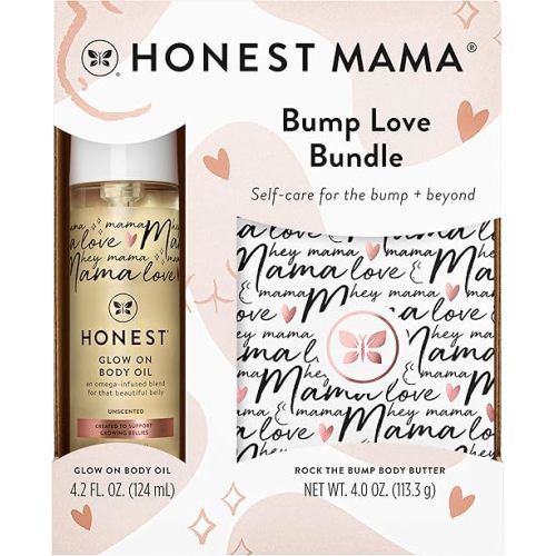 The Honest Company Honest Mama Body + Belly Bump Love Bundle | Moisturizing, Plant Based Oil + Stretch Mark Butter Cream