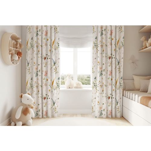 Wildflowers blackout curtain, Vintage floral curtains, Boho floral nursery curtains, Girl room curtains, Baby room curtains - ViG