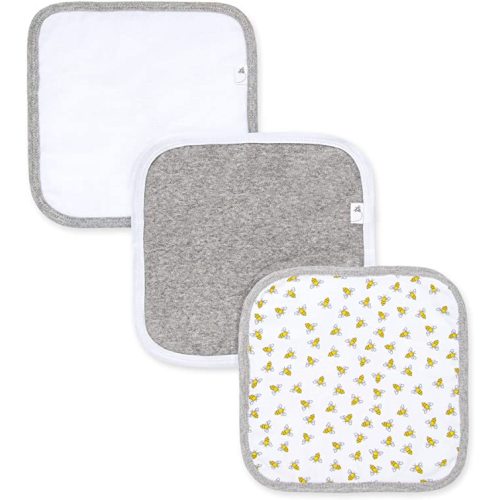 Burt's Bees Baby Infant Washcloths, 100% Organic Cotton, Soft and Super Absorbent Knit Terry Wash Cloth - 3 Pack Set