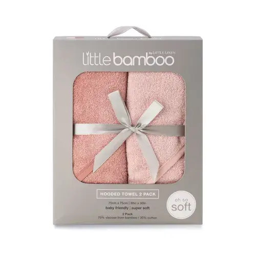 Little Bamboo 2 Pack Hooded Towel Dusty Rose | Baby Bunting AU