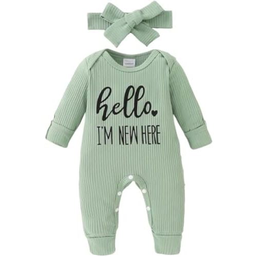 Yvowming Newborn Baby Girl Fall Winter Outfits Clothes Knit Romper Coming Home Outfit for Baby Girl