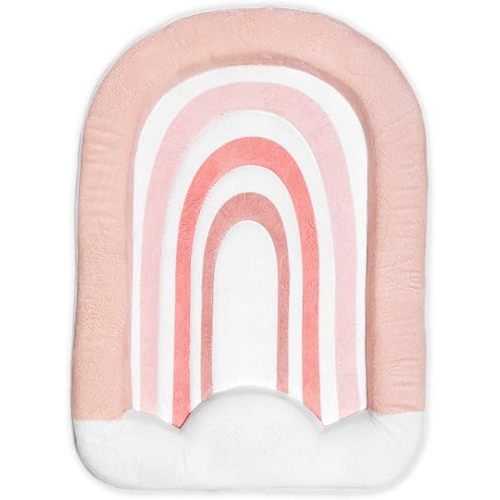 Blooming Bath Rainbow Baby Bath Mat - Sink Bathtub Cushion for Infants - Plush Minky Fabric for Newborn to 6 Months - Washer Safe Baby Essentials - Essential Newborn Bath Accessory