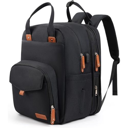 Extra Large Diaper Bag for 2 Kids - Expandable 35L Twin Diapers Bags Backpack with 4 Insulated & 16" Laptop Pocket & 2 Compartments - Big Baby Backpacks - Travel Pañaleras Para Bebe, Unisex