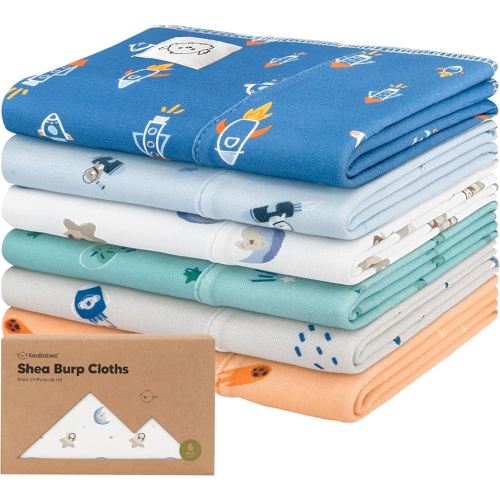 Organic Burp Cloths Baby Boy, Girl - 6-Pack Large Cotton Burping Cloths for Babies, Spit Up Rags, Super Absorbent, Ultra Soft Newborn Rag, Gender Neutral, Machine Washable, Durable (Cosmo)