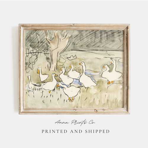 MAILED Giclée Print | Vintage Duck Watercolor Painting Reproduction | Antique Nursery Decor | Cottage Farmhouse Decor | Fine Art Print