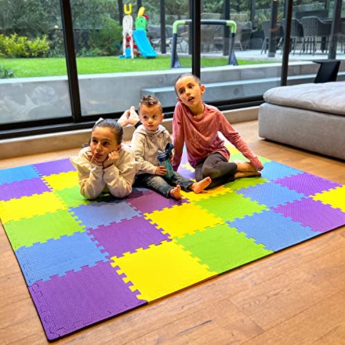 MioTetto Soft Non-Toxic Foam Baby Play Mat | Toddler Playmat | Colorful Jigsaw Puzzle Play Mat | 36 Squares Foam Floor Mats for Kids & Babies | EVA Foam Interlocking Tiles for Gym, Nursery, Playroom